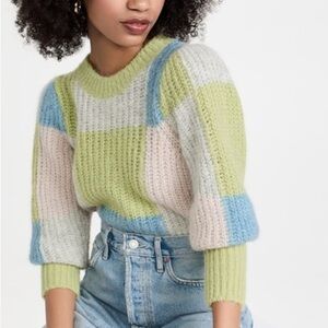 byTiMo Hairy Knit Alpaca Blend Sweater in Green Combo